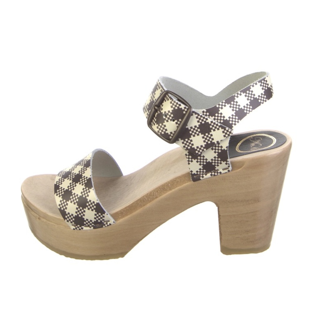 No. 6 Two Strap Clog On Platform In Brown Plaid - image 1